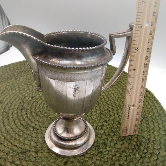 Antique Silver-Plated Cream Pitcher By Reed & Barton 1929 Engraved Design Ornate - Picture 5 of 7